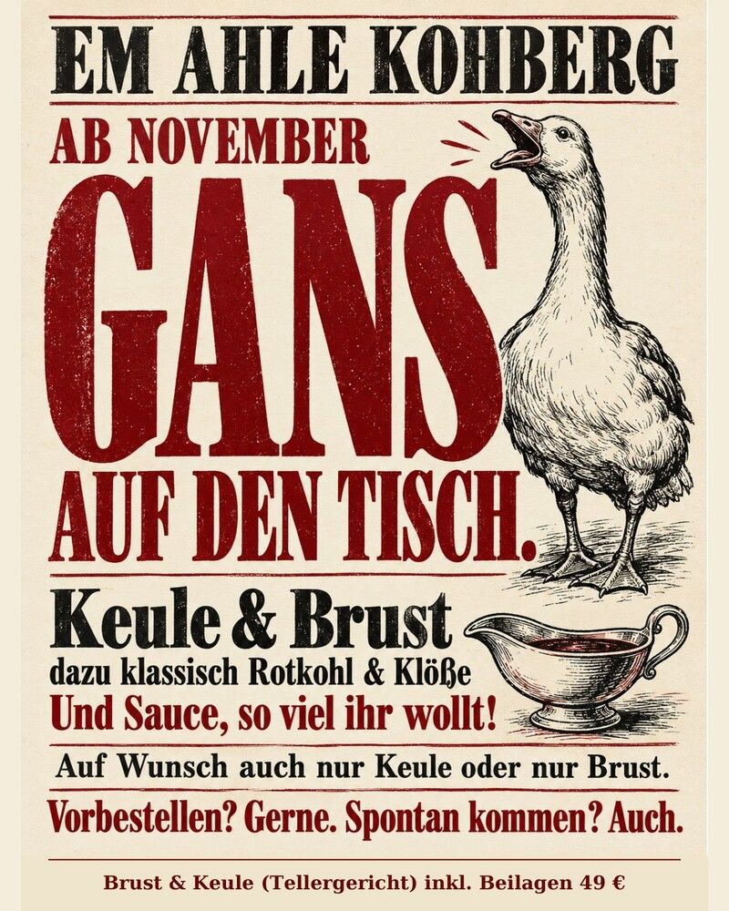 Gans auf den Tisch – ab November