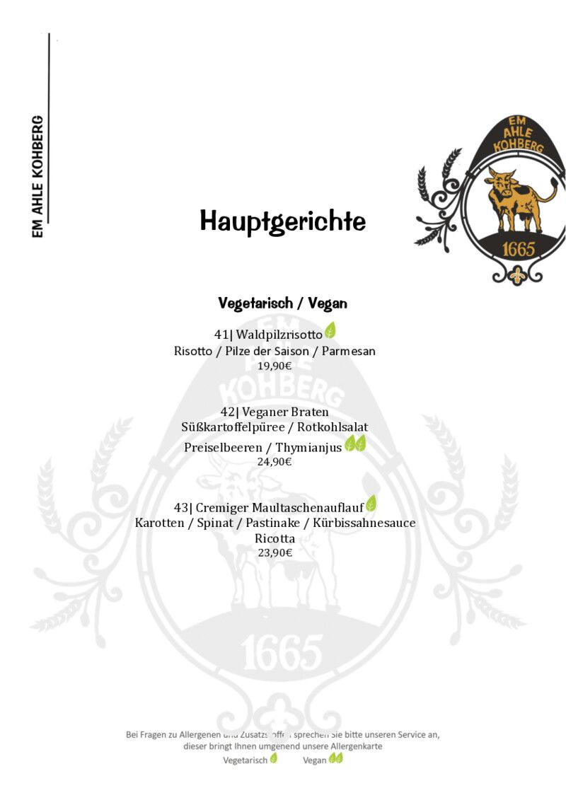 Foto der Speisekarte