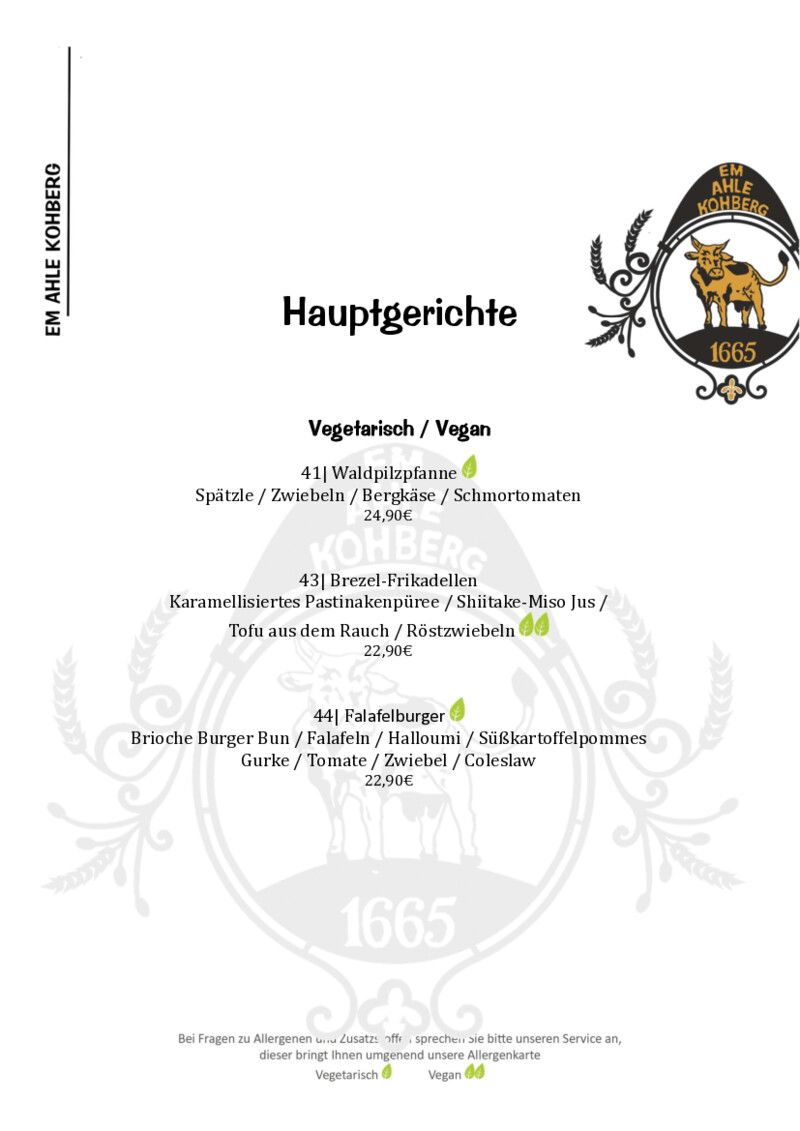 Foto der Speisekarte