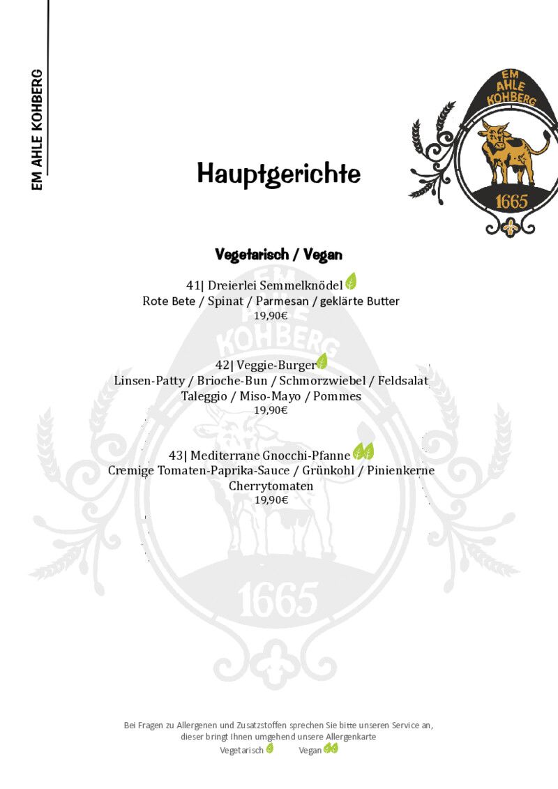 Foto der Speisekarte