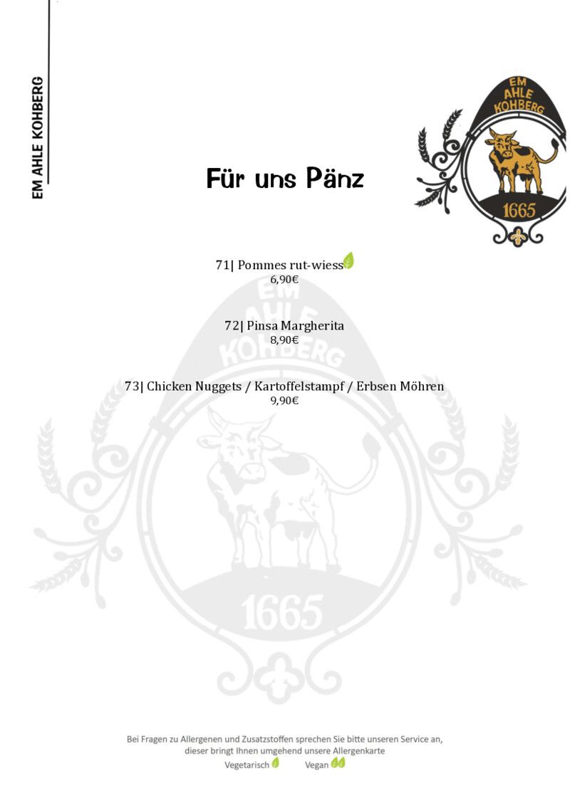 Foto der Speisekarte