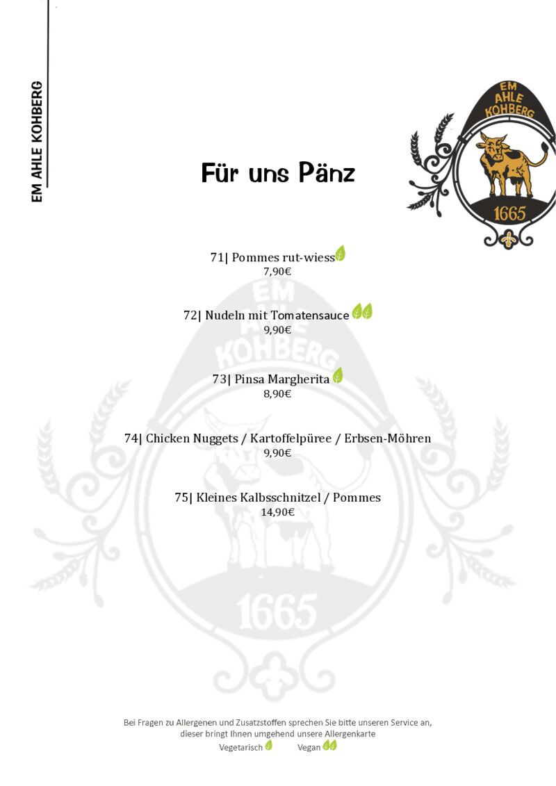 Foto der Speisekarte