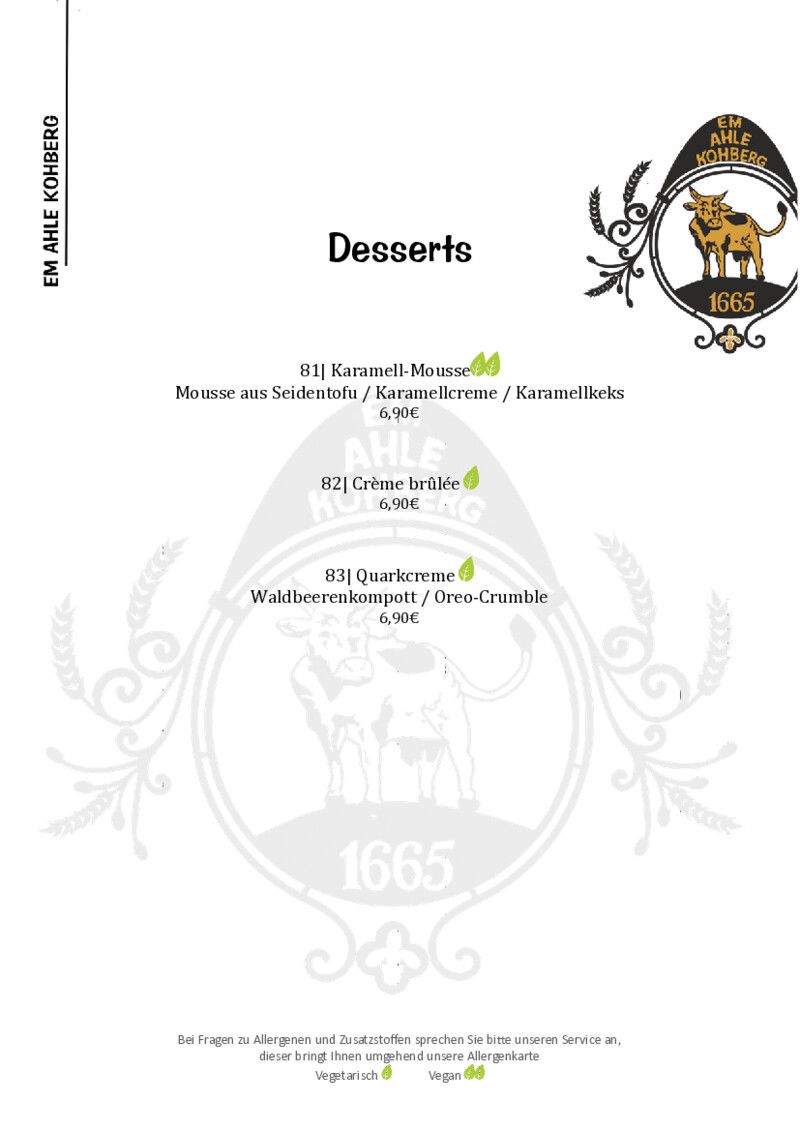 Foto der Speisekarte