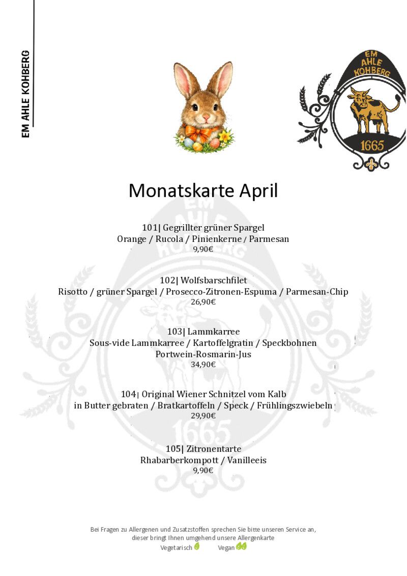 Foto der Speisekarte