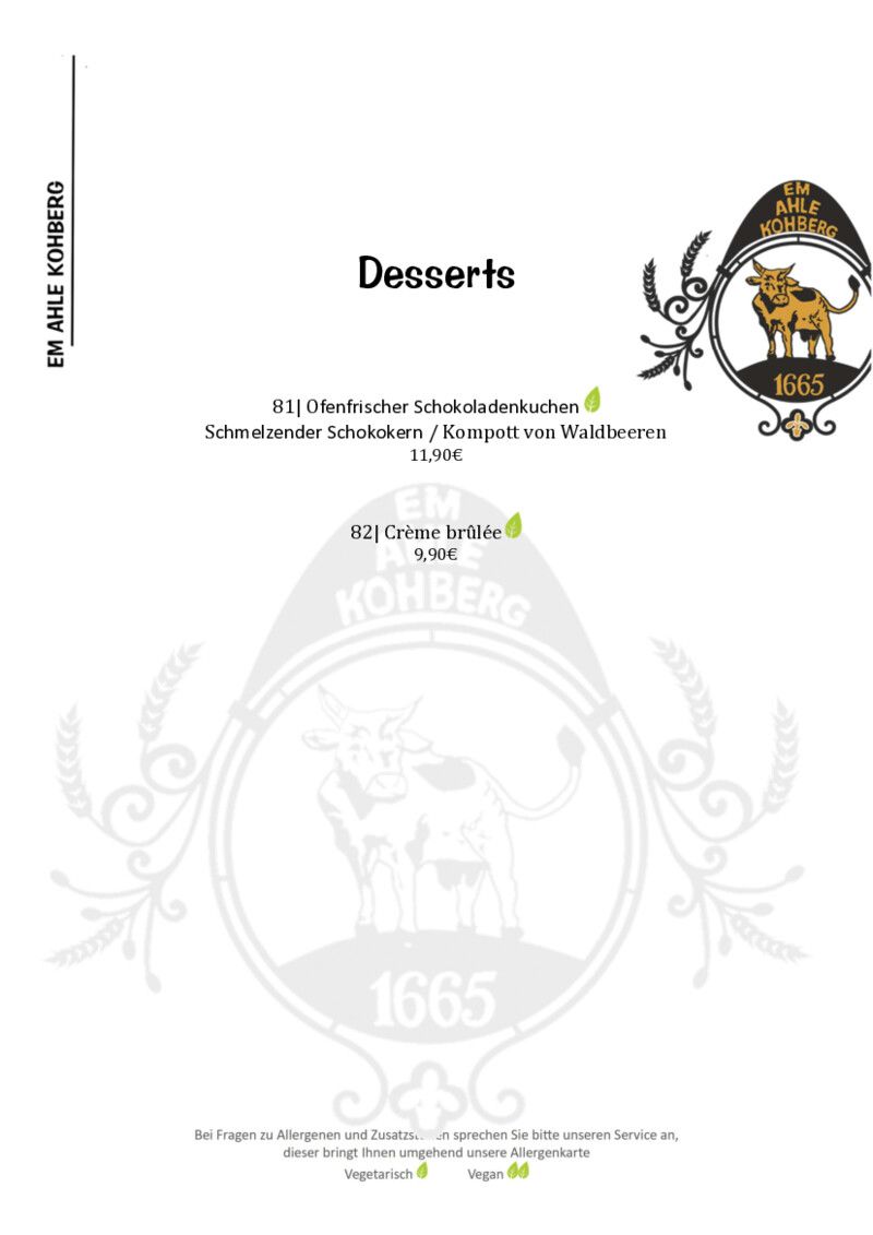 Foto der Speisekarte